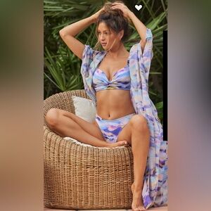 VENUS Purple and Yellow Marble Bikini Top with Adjustable Straps DDD